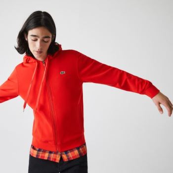 Lacoste SPORT Hooded Lightweight Bi-material Sweatshirt Pánské - Mikiny Červené | CZ-SH7ajS